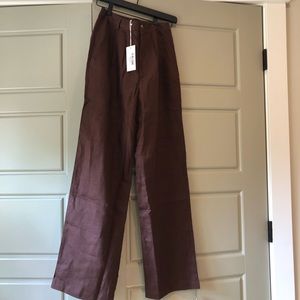 Brand New Reformation Chocolate Brown Linen Pant